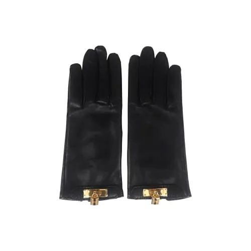 HERMES Lambskin Gloves Women's Black