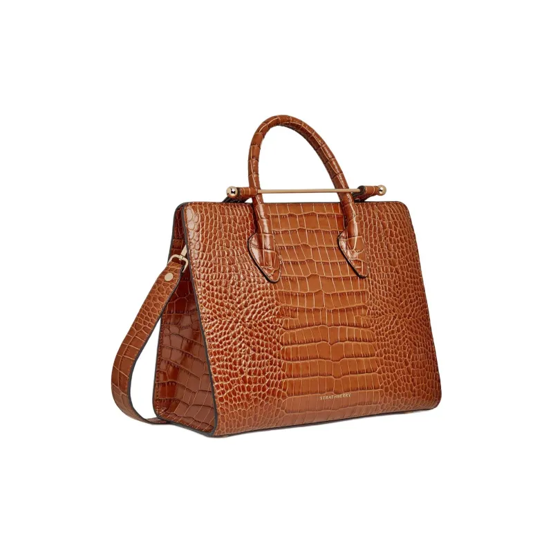 Strathberry Calfskin Tote Bag Shopping Bag Shoulder Bag Crossbody Bag Handbag Medium Size Women's Brown-1