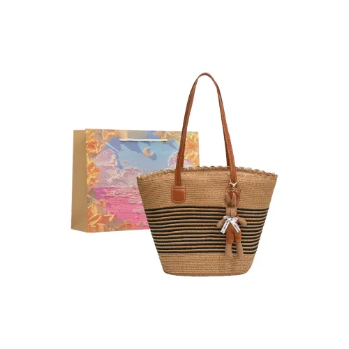 BRINCH Straw Woven Shoulder Bag Women's Multicolor