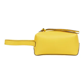 FENDI ROMA Grain Leather Toiletry Bag, Makeup Bag Unisex Yellow