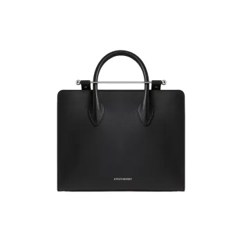 Strathberry Calfskin Tote Bag Shopping Bag Shoulder Bag Crossbody Bag Handbag Medium Size Women's Black