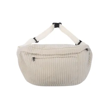 OURFUN Canvas Sling Bag Unisex Ecru/Black/Brown