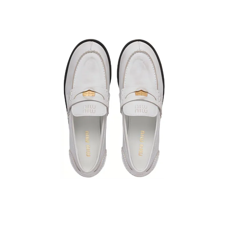 MIU MIU Leather Penny Loafers-4