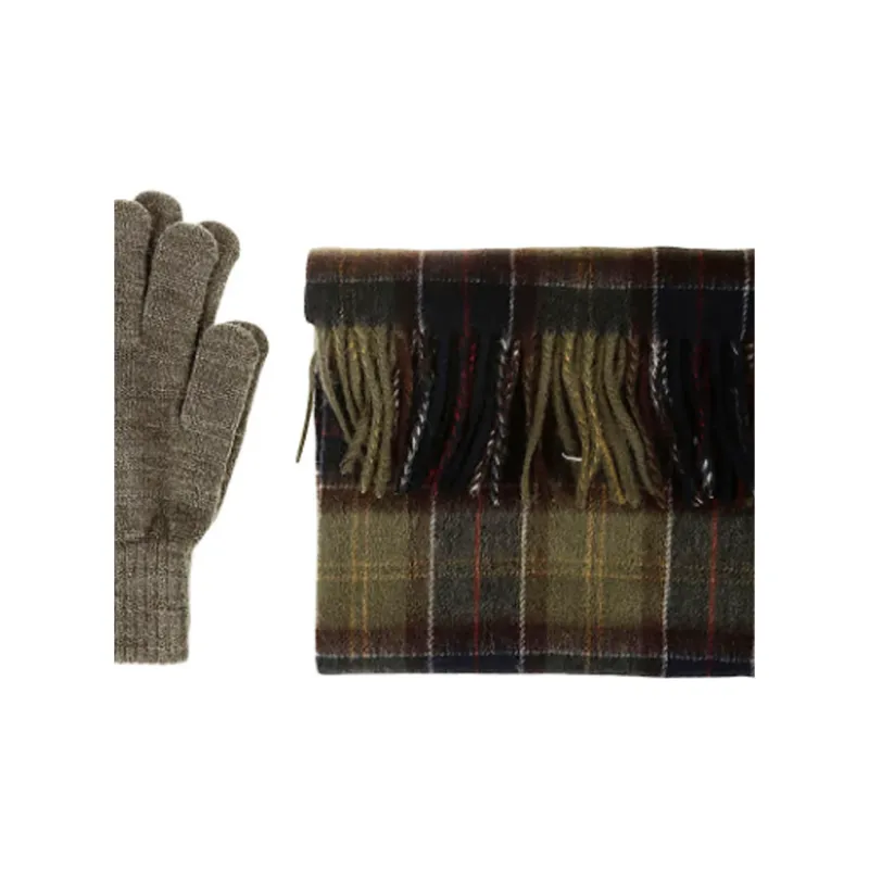 BARBOUR Tartan Scarf And Gloves Set-2