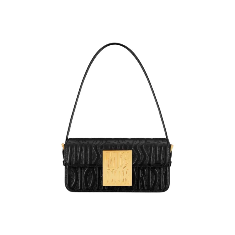 DIOR Miss DIOR Cowhide Leather Handbag Women's Black-0