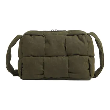 Bottega Veneta Cotton And Polyamide Blend Camera Bags Shoulder Bags Medium Size Unisex Olive