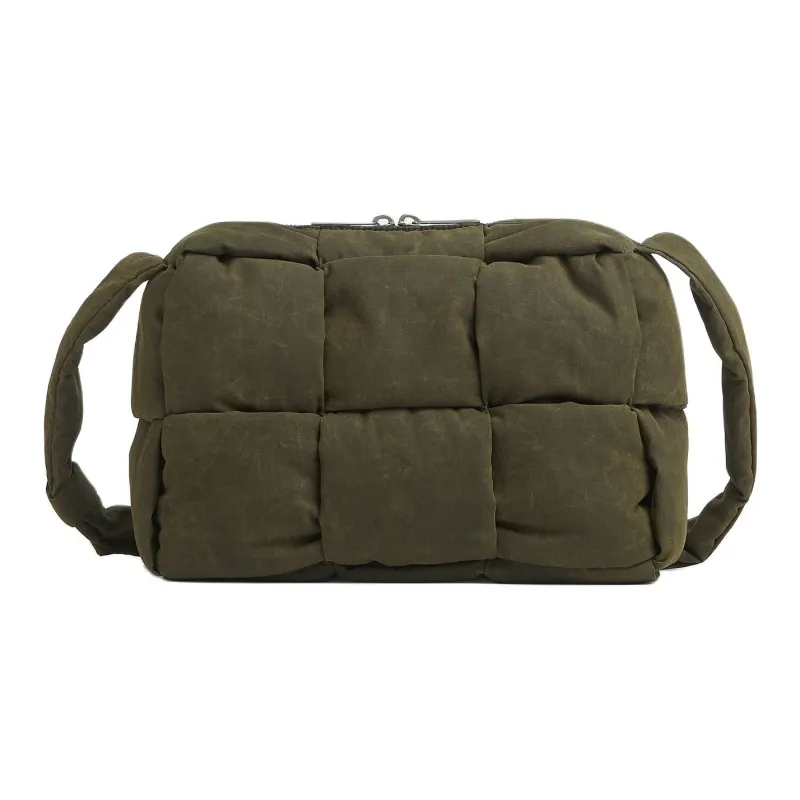 Bottega Veneta Cotton And Polyamide Blend Camera Bags Shoulder Bags Medium Size Unisex Olive-0