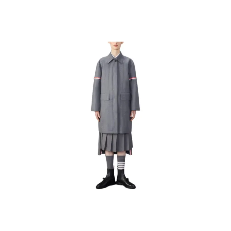 THOM BROWNE RWB Stripe Drop Shoulder Twill Coat-1