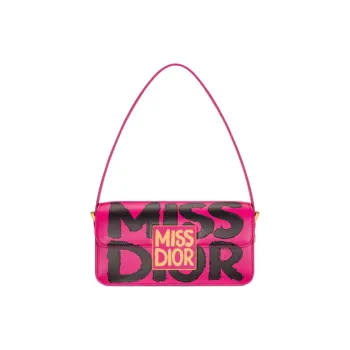DIOR Miss Dior Calfskin Handbag Shoulder Bag Women's Fuchsia & Black