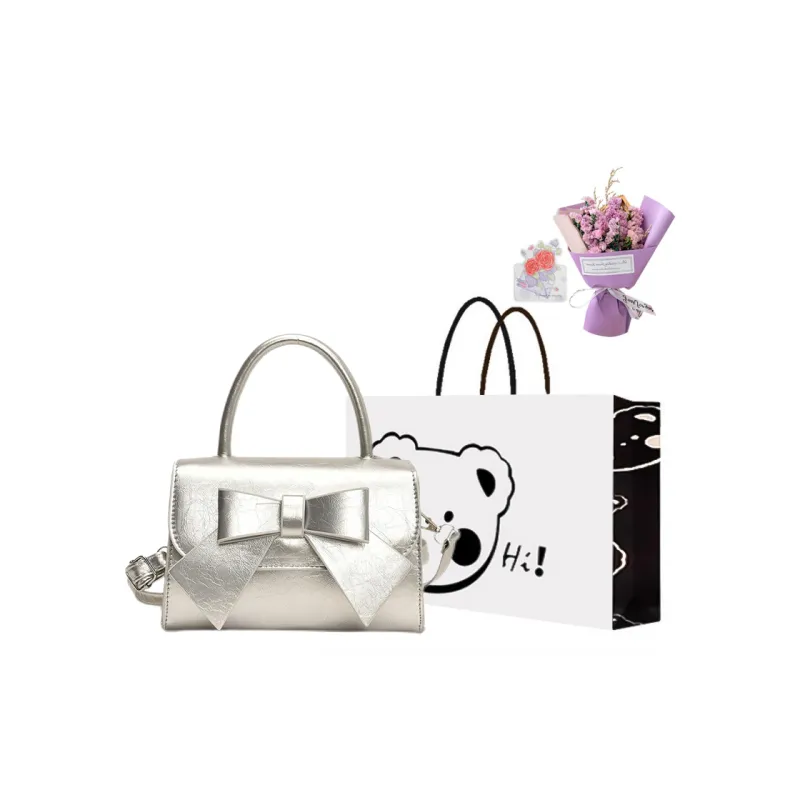 NX DOUGHNUT PU Small Square Bag, Shoulder Bag, Crossbody Bag, Handbag Women's White/Black/Silver-17