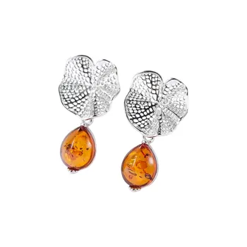 S&A Amber/Beeswax Fine Jade Earrings Women's