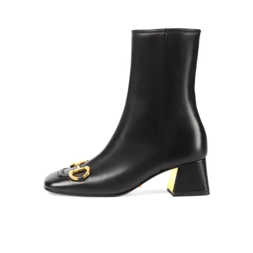 GUCCI Horsebit 55mm Ankle Boot Black Leather