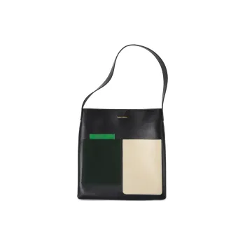 Abbott-VINTAGE Cow Leather Shoulder Bag Large Size Women's Classic Black