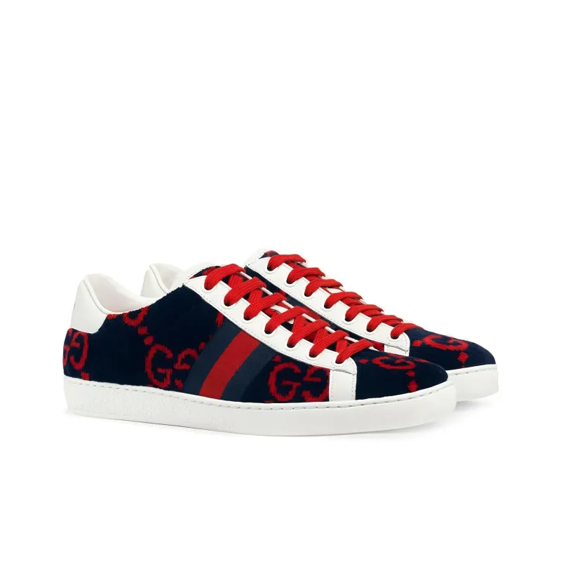 GUCCI Women's Ace Gg Terry Cloth 'Blue Red' Women's-1
