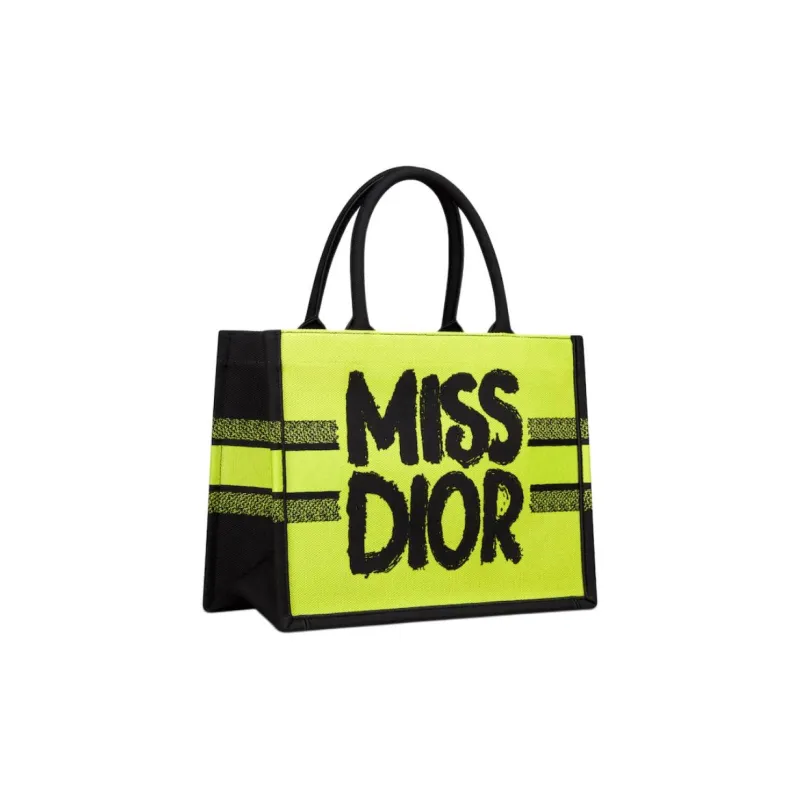 DIOR BookTote Embroidery Tote Bag Shopping Bag Handbag Medium Size Women's Green & Blue & Multicolor-1