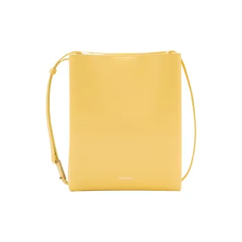 CALVIN KLEIN Cow Leather Crossbody Bag Medium Size Women's Light Dense Yellow