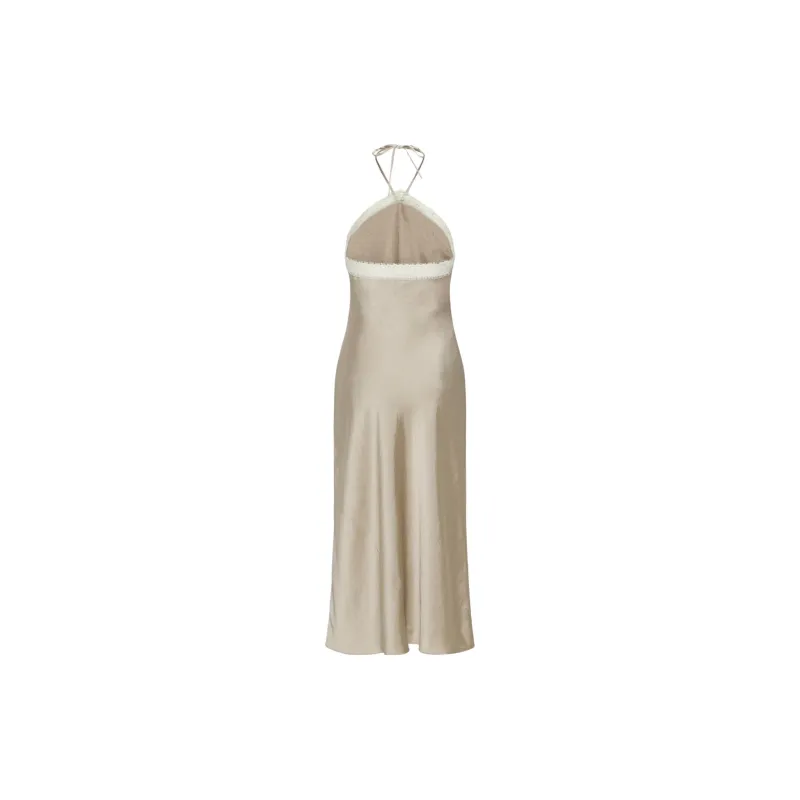 ARITZIA Wilfred Lyon Satin Dress Slip Dresses Women's Humus Beige/Compost Beige Yellow-1