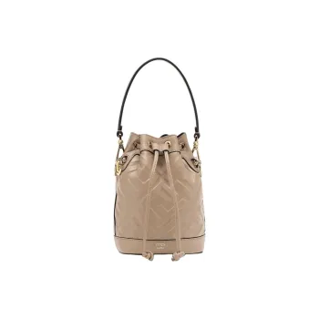 FENDI Mon Tresor Calfskin Bucket Bag, One Shoulder Handbag Mini Women's Dove Gray Color