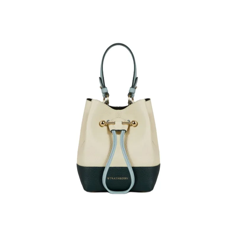 Strathberry Grained Calfskin Bucket Bag Handbag Shoulder Bag Crossbody Bag Women's Diamond Duck Egg Blue Bottle Green-0