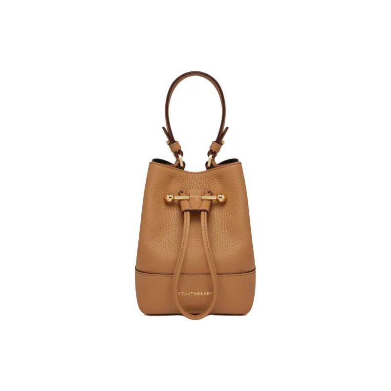 Strathberry Grained Calfskin Bucket Bag Handbag Shoulder Bag Crossbody Bag Women's Caramel-0