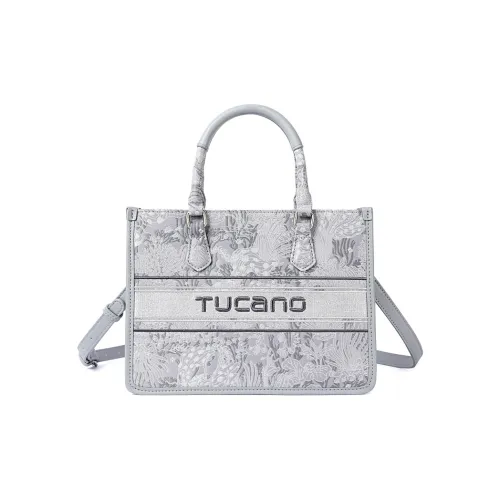 TUCANO Fabric With PU Leather Shoulder Bag Medium Size Women's Gray
