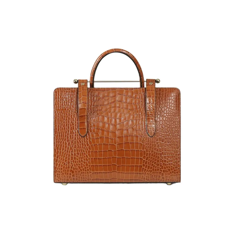 Strathberry Calfskin Tote Bag Shopping Bag Shoulder Bag Crossbody Bag Handbag Medium Size Women's Brown-2