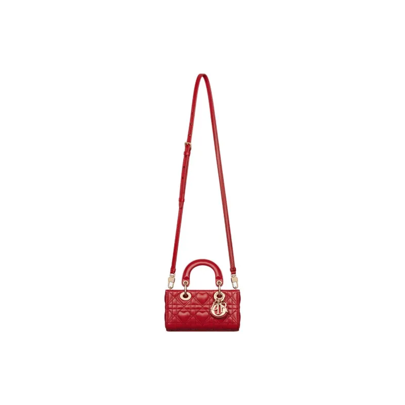 DIOR Lady D-JOY Lambskin Shoulder Bag Crossbody Bag Handbag Extra Mini Women's Red-2