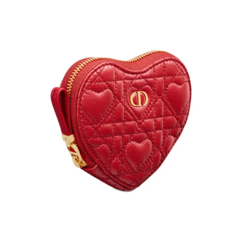 DIOR Caro Calfskin Heart Shaped Bag, Handheld Bag, Shoulder Bag, Crossbody Bag Women's Red-2