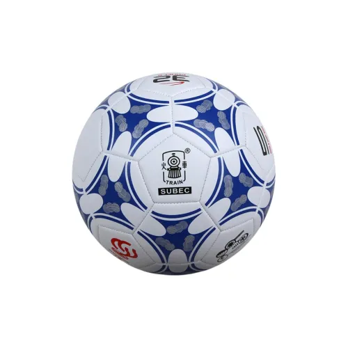 TRAIN Size 5 Soccer PVC Machine Stitched Soccer Ball Unisex Blue White