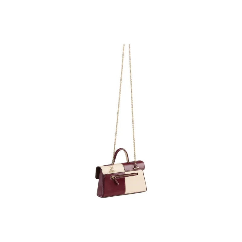 CAFUNE Cow Leather Shoulder Bag Crossbody Bag Women's Ecru & Burgundy-3