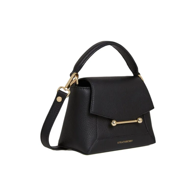 Strathberry Grained Calfskin Shoulder Bag Crossbody Bag Handbag Nano Women's Black-1