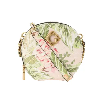 GUESS Synthetic Leather Small Round Crossbody Bag Women's Pink Green