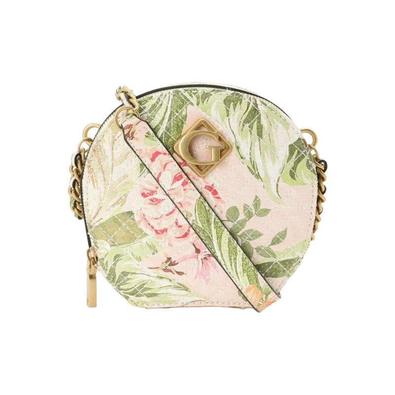 GUESS Synthetic Leather Small Round Crossbody Bag Women's Pink Green-0