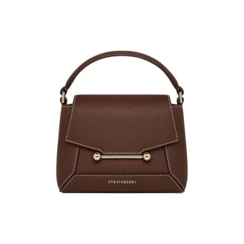 Strathberry Grained Calfskin Shoulder Bag Crossbody Bag Handbag Nano Women's Chocolate