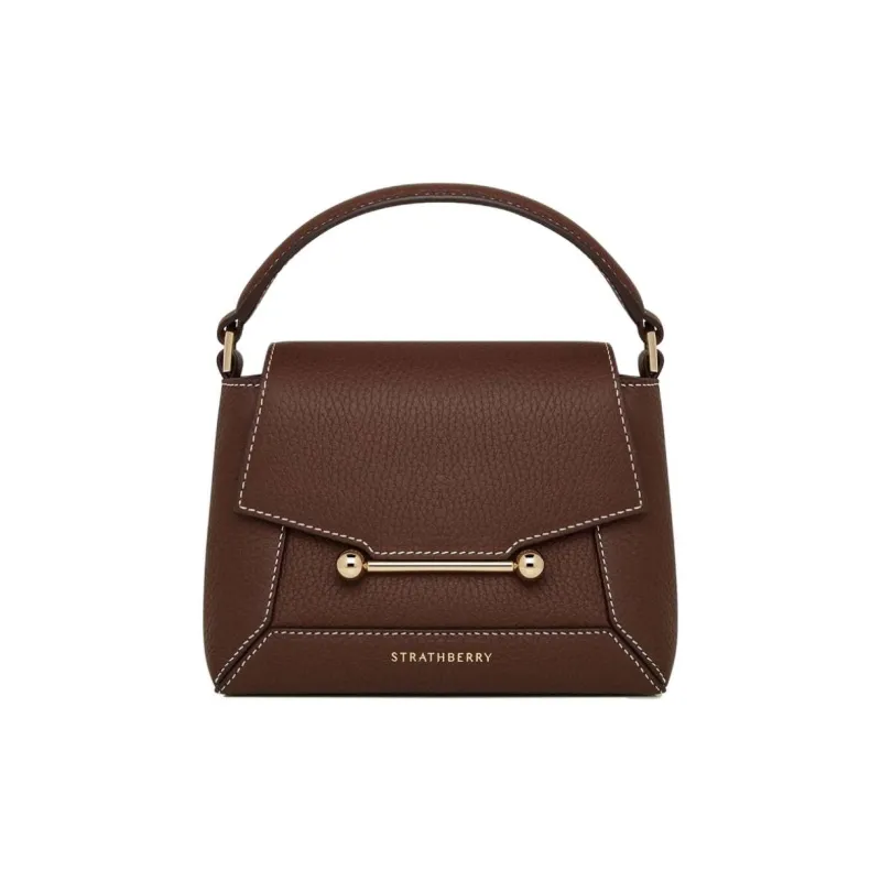 Strathberry Grained Calfskin Shoulder Bag Crossbody Bag Handbag Nano Women's Chocolate-0