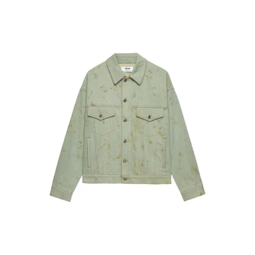 MSGM Denim Jackets Men Light Blue