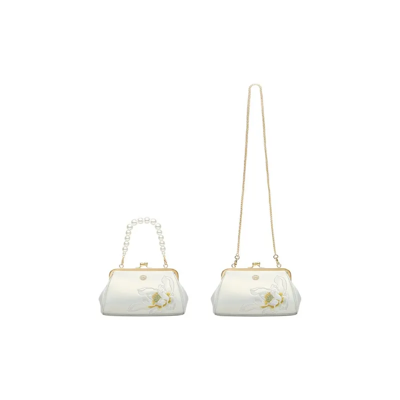 Pmsi Cow Leather One Shoulder Handbag Women's Pearl White-3
