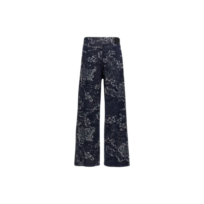 OFF WHITE All Over Patterned Distressed Jeans-1