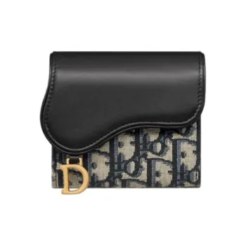 DIOR Oblique Print With Soft Calfskin Wallet Women's Blue