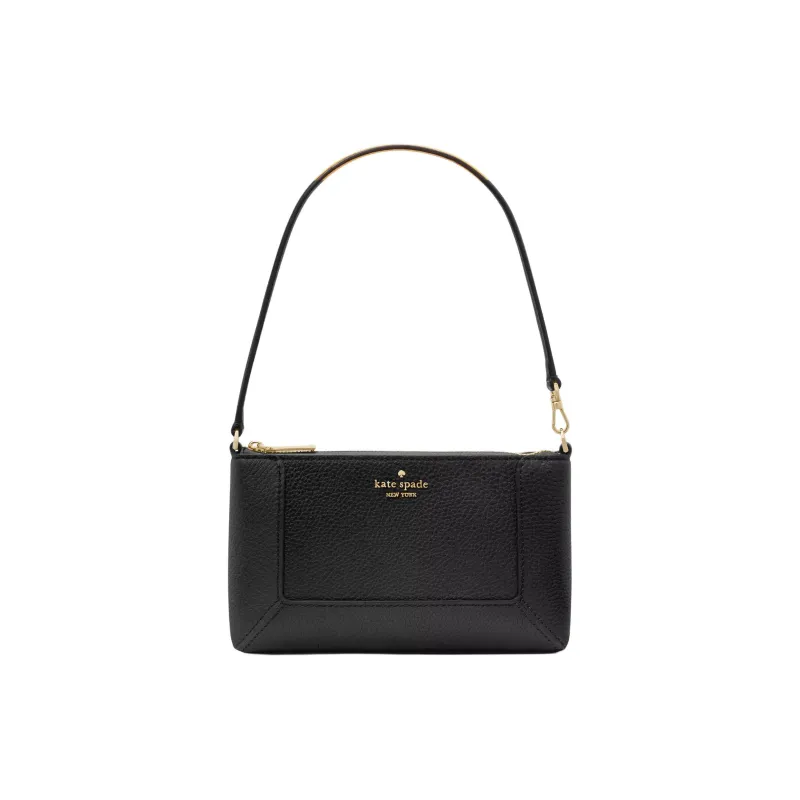 Kate Spade Litchi Grain Leather Handbag, Shoulder Bag Women's Black-0