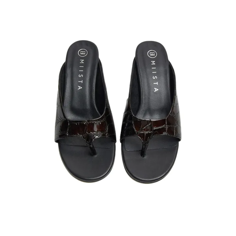 MIISTA Flip Flops Women's Black Brown-3