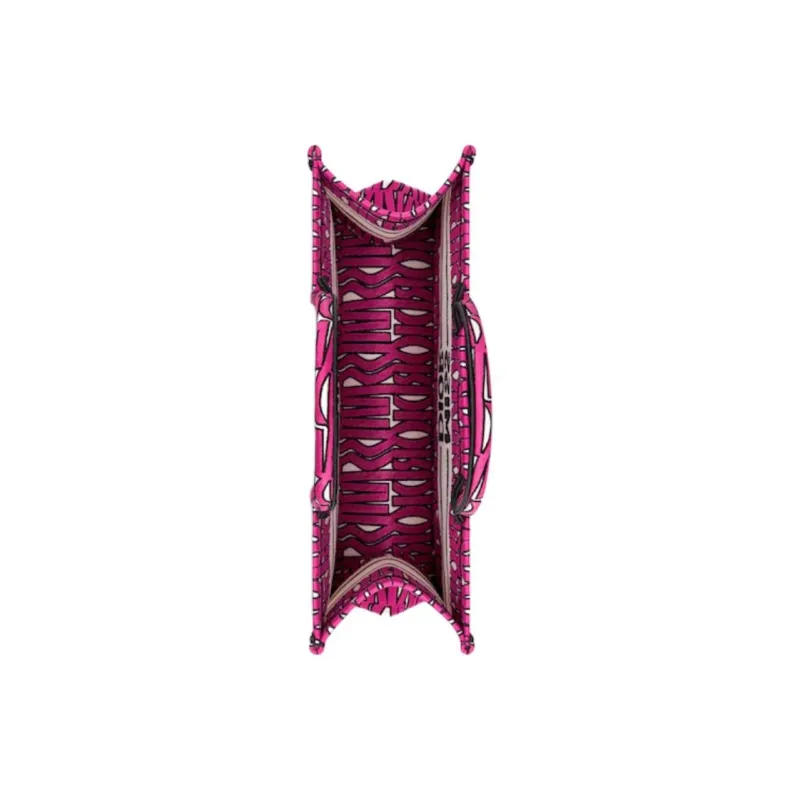 DIOR BookTote Embroidery Tote Bag Shopping Bag Handbag Large Size Women's Fuchsia & Black-2