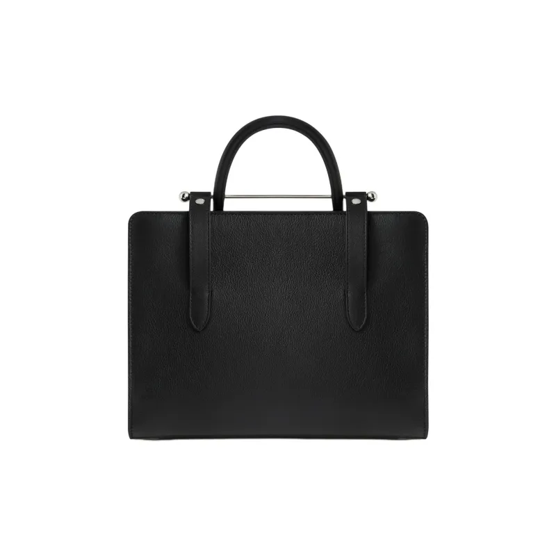 Strathberry Calfskin Tote Bag Shopping Bag Shoulder Bag Crossbody Bag Handbag Medium Size Women's Black-2