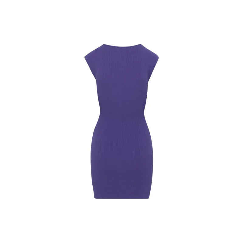 ARITZIA Wilfred Free Cut-Out Knit Mini Dress Short-Sleeved Dresses Women's Deep Violet-1
