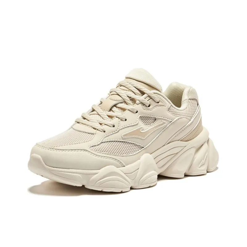 Erke Eastern Rise Breathable And Lightweight Low Top Casual Shoes Women's Beige-2