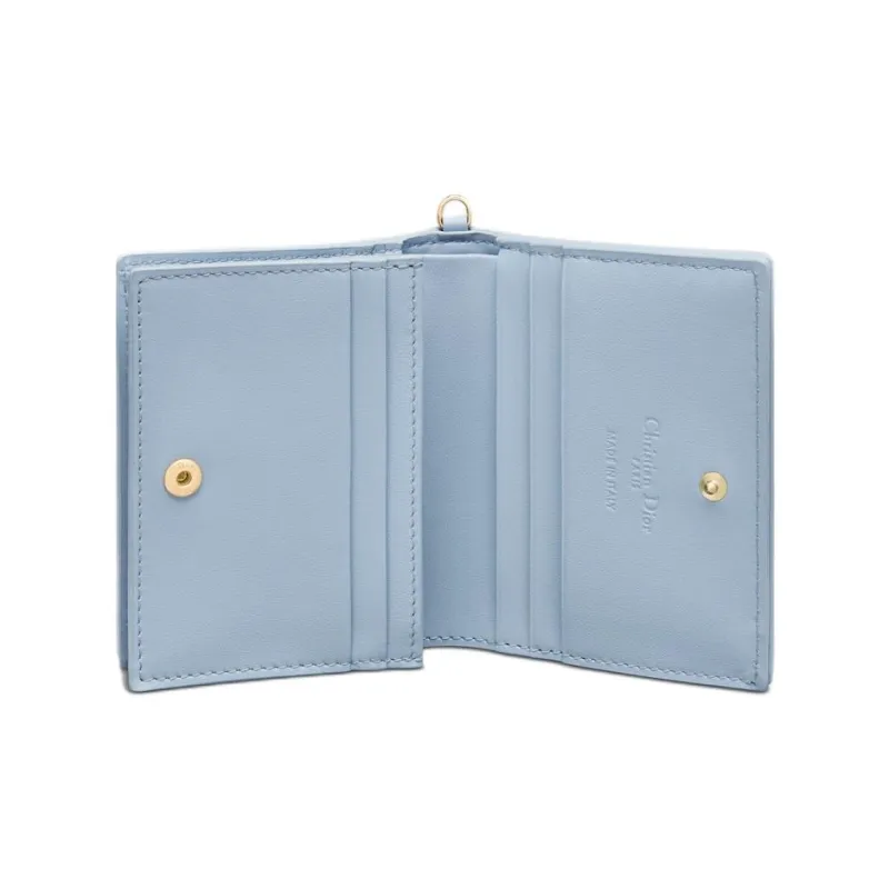 DIOR Lady Dior Lambskin Wallet Mini Women's Blue-3