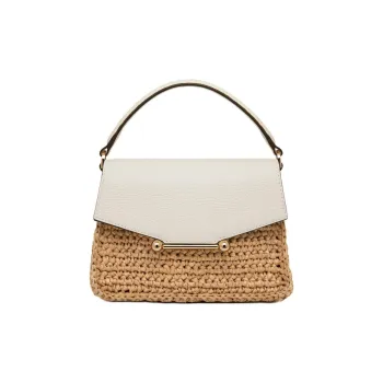 Strathberry Grained Calfskin Pinyali Grass Shoulder Bag Crossbody Bag Handbag Nano Women's White & Natural