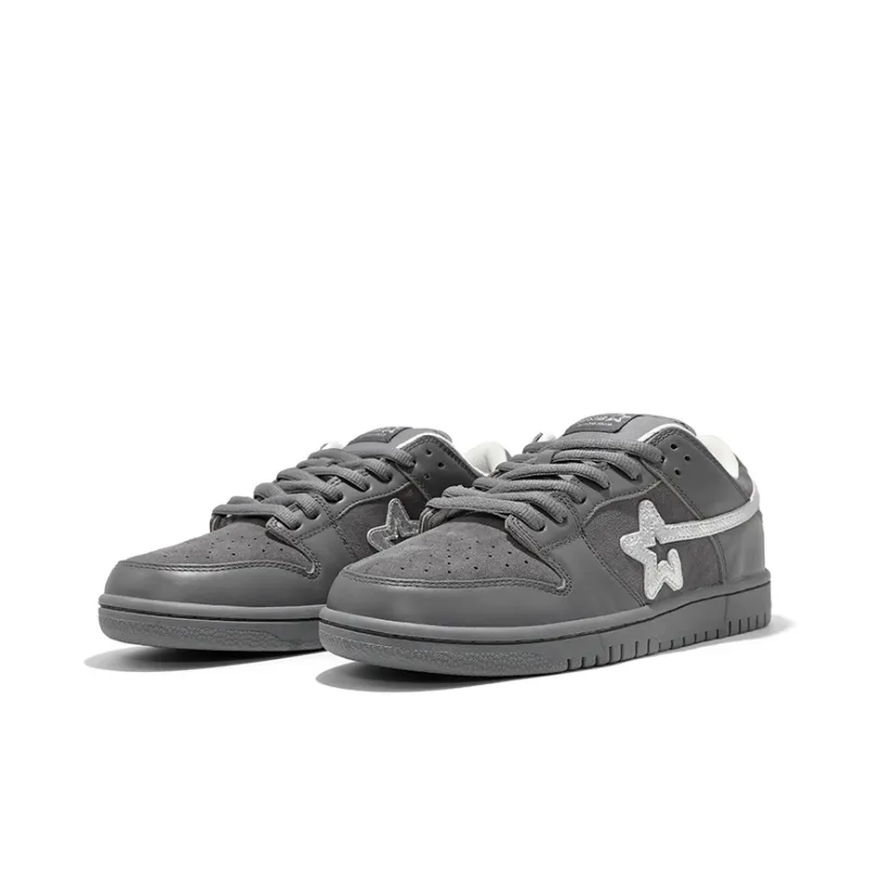 RIPSTAR Anti Slip Wear Resistant Low Top Skateboard Shoes Unisex Silver Gray-2