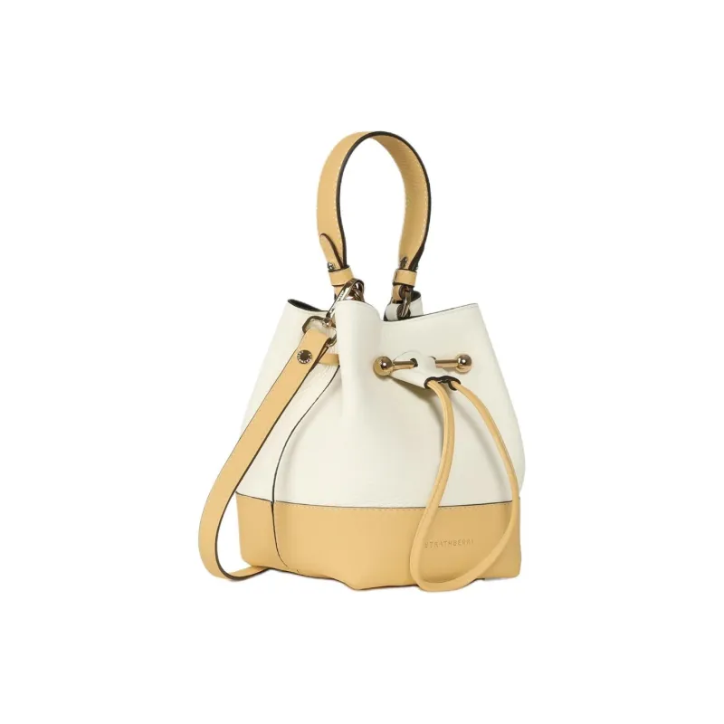 Strathberry Grained Calfskin Bucket Bags One Shoulder Handbag Crossbody Bag Women's Yellow With Vanilla Accents-1