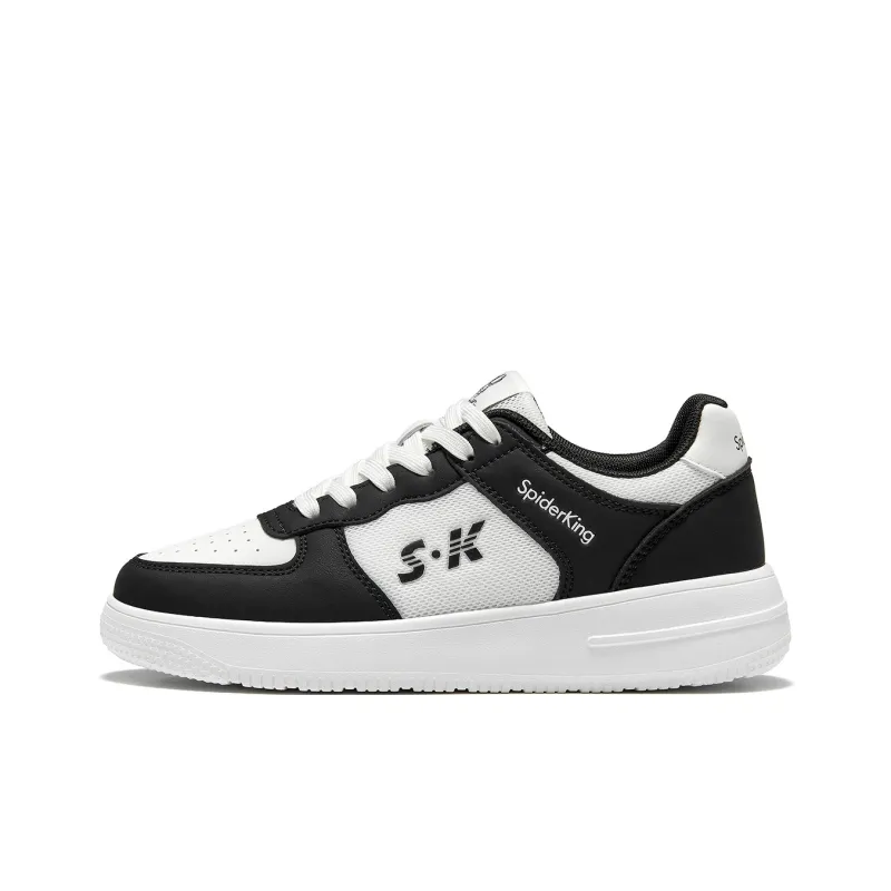 Spider King Low Top Skateboard Shoes Women's Black White-0